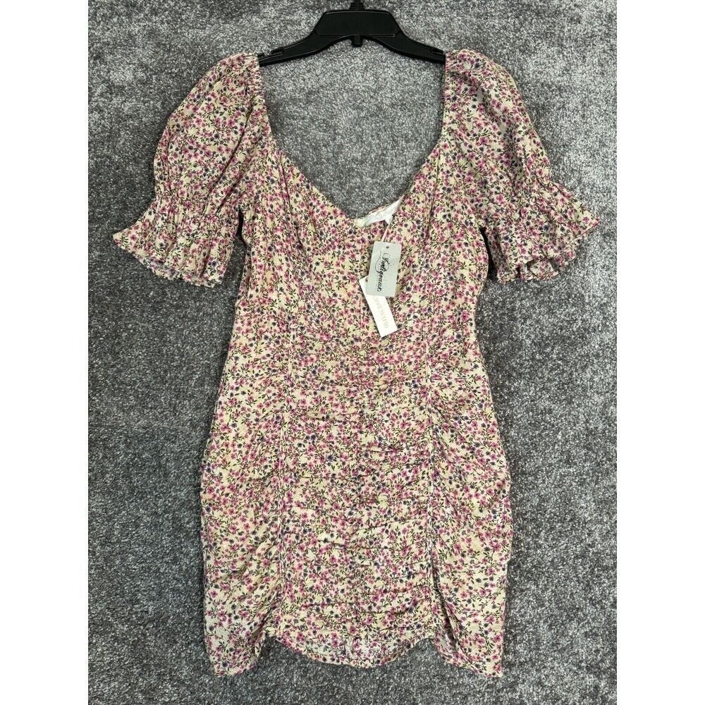 Olivaceous Babydoll Floral Mini Dress Size L Fairycore Smocked Garden Sweetheart